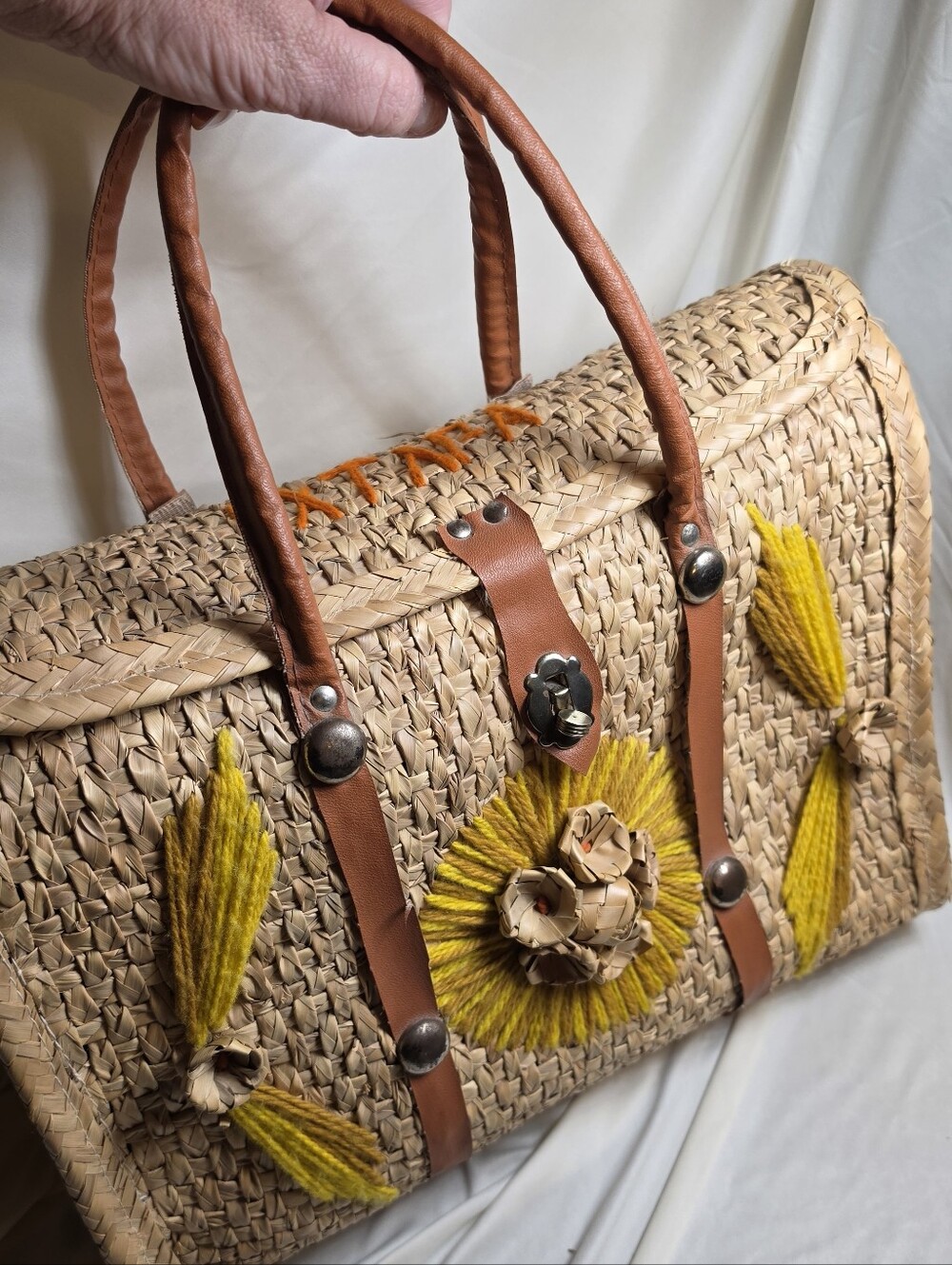 VTG IXTAPA Mexico Woven Straw Tote Bag Boho MCM Beach Vacation Market Carryall - Picture 7 of 7